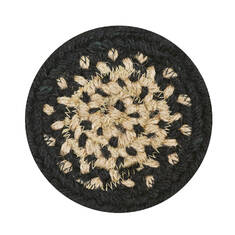 Homespice Jute Braided Accessories Black Round 0'4" X 0'4" Area Rug 590725 816-140354