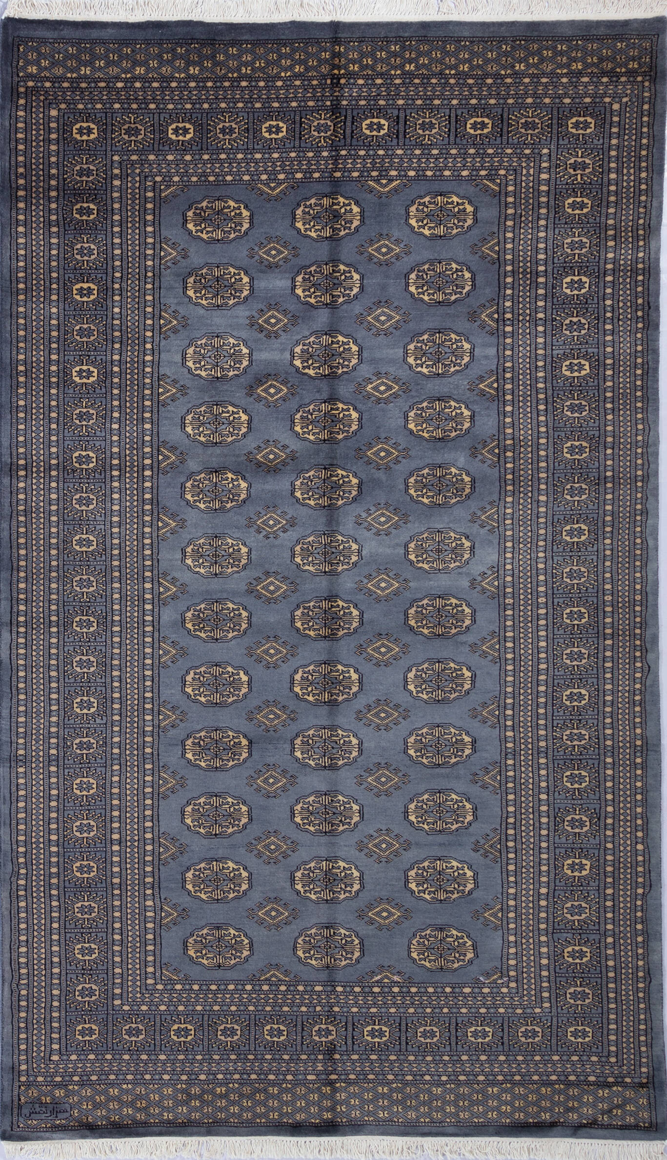 Pakistani Bokhara Blue Rectangle 5x8 ft Wool Carpet 140404 SKU 140404