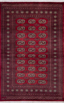 Bokhara Red Hand Knotted 5'2" X 8'1"  Area Rug 700-140409