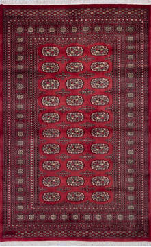 Bokhara Red Hand Knotted 5'1" X 8'0"  Area Rug 700-140410