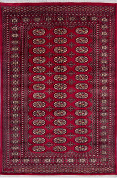 Bokhara Red Hand Knotted 4'1" X 6'2"  Area Rug 700-140415