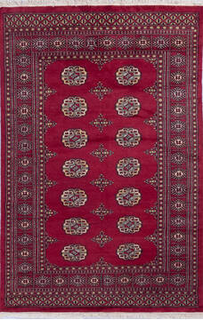 Pakistani Bokhara Red Rectangle 4x6 ft Wool Carpet 140420