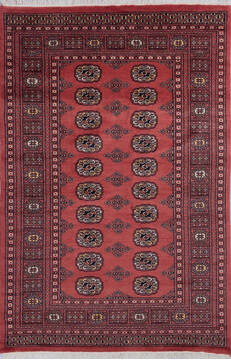 Bokhara Red Hand Knotted 4'0" X 6'0"  Area Rug 700-140426