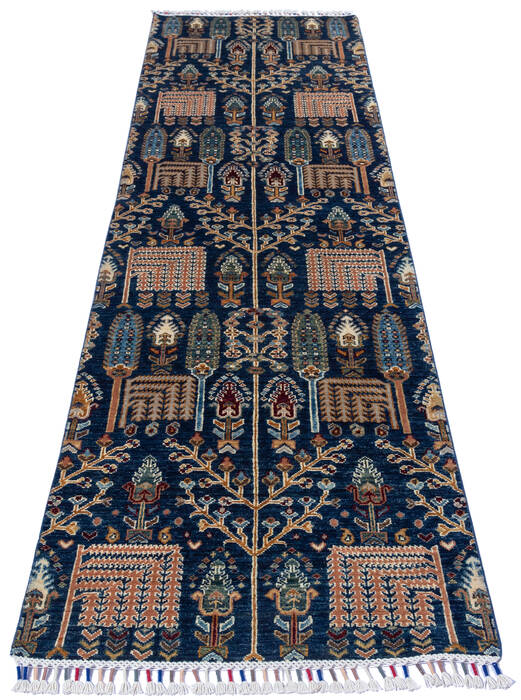 Chobi Blue Runner Hand Knotted 27 X 102 Area Rug 700-140437 Image 1