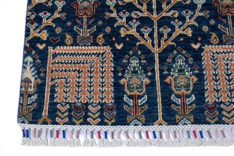 Chobi Blue Runner Hand Knotted 27 X 102 Area Rug 700-140437 Image 4