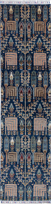 Chobi Blue Runner Hand Knotted 27 X 102 Area Rug 700-140437 Image 0