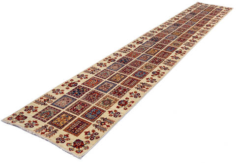 Chobi Beige Runner Hand Knotted 26 X 141 Area Rug 700-140440 Image 2