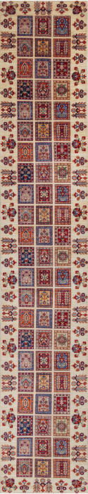 Chobi Beige Runner Hand Knotted 26 X 141 Area Rug 700-140440 Image 0