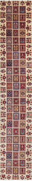 Afghan Chobi Beige Runner 13 to 15 ft Wool Carpet 140440