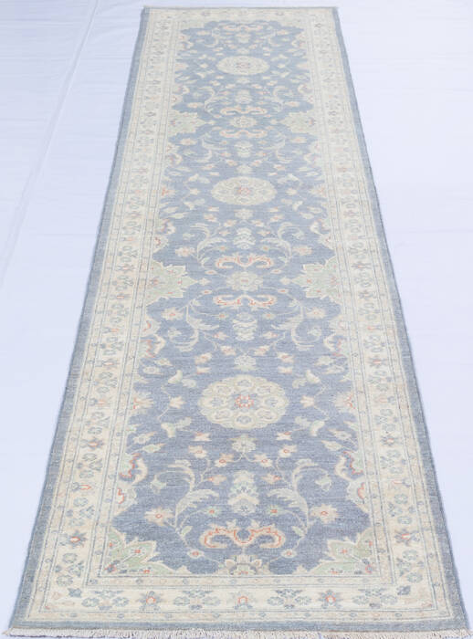 Chobi Blue Runner Hand Knotted 27 X 1011 Area Rug 700-140442 Image 1