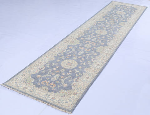 Chobi Blue Runner Hand Knotted 27 X 1011 Area Rug 700-140442 Image 2