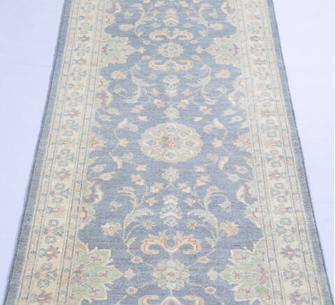 Chobi Blue Runner Hand Knotted 27 X 1011  Area Rug 700-140442 Image 3