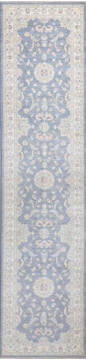 Chobi Blue Runner Hand Knotted 2'7" X 10'11"  Area Rug 700-140442