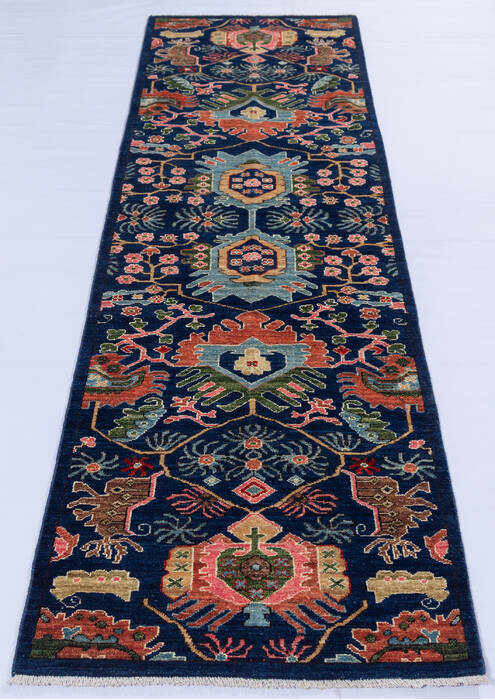 Chobi Blue Runner Hand Knotted 26 X 96 Area Rug 700-140443 Image 1