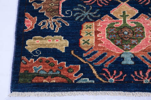 Chobi Blue Runner Hand Knotted 26 X 96 Area Rug 700-140443 Image 4