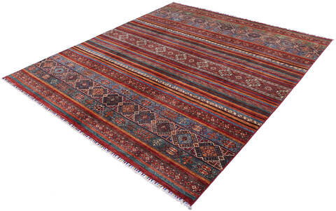 Chobi Multicolor Hand Knotted 84 X 97 Area Rug 700-140452 Image 2