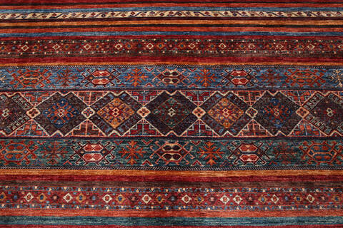 Chobi Multicolor Hand Knotted 84 X 97 Area Rug 700-140452 Image 4