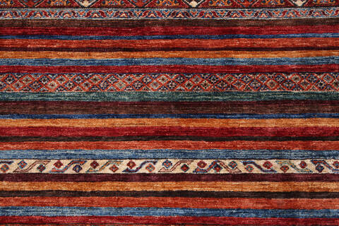 Chobi Multicolor Hand Knotted 84 X 97 Area Rug 700-140452 Image 5