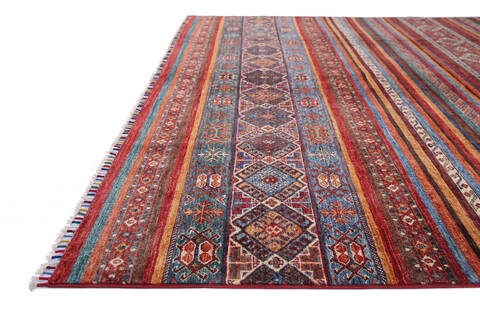 Chobi Multicolor Hand Knotted 84 X 97 Area Rug 700-140452 Image 7