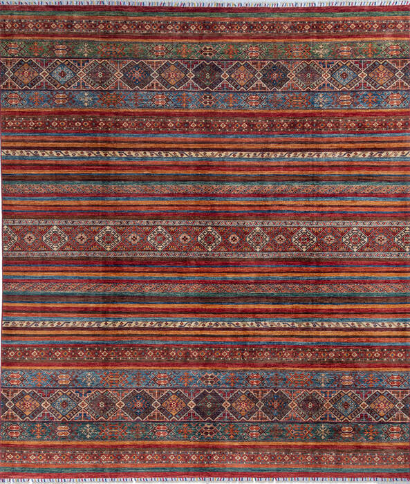 Chobi Multicolor Hand Knotted 84 X 97 Area Rug 700-140452 Image 0