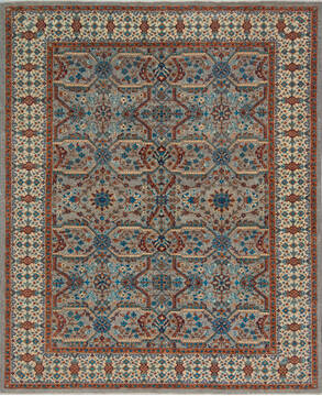 Chobi Grey Hand Knotted 8'0" X 9'9"  Area Rug 700-140453