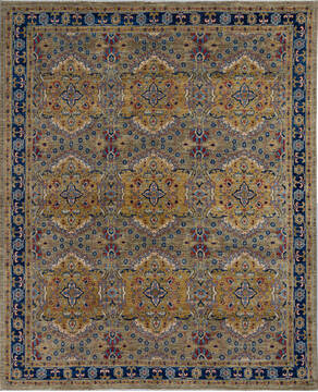 Afghan Chobi Green Rectangle 8x10 ft Wool Carpet 140454