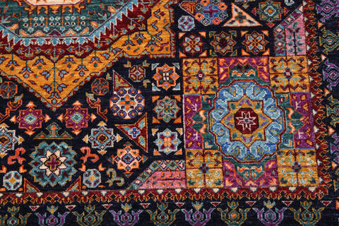 Chobi Black Hand Knotted 610 X 101 Area Rug 700-140458 Image 4