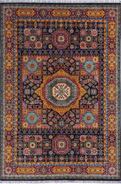 Chobi Black Hand Knotted 6'10" X 10'1"  Area Rug 700-140458