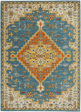 Nourison Allur Blue Rectangle 5x7 ft Polypropylene Carpet 140472
