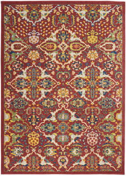 Nourison Allur Red Rectangle 4x6 ft Polypropylene Carpet 140481