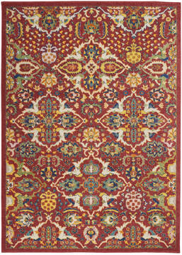 Nourison Allur Red Rectangle 5x7 ft Polypropylene Carpet 140482