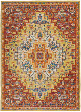 Nourison Allur Red Rectangle 5x7 ft Polypropylene Carpet 140492
