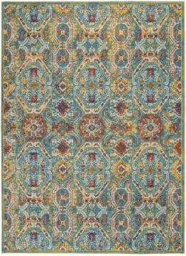 Nourison Allur Blue Rectangle 5x7 ft Polypropylene Carpet 140498