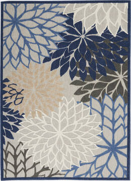 Nourison Aloha Blue Rectangle 6x9 ft Polypropylene Carpet 140538