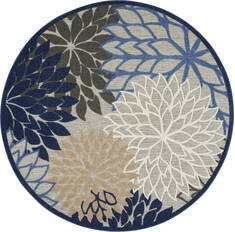 Nourison Aloha Blue Round 7 to 8 ft Polypropylene Carpet 140541