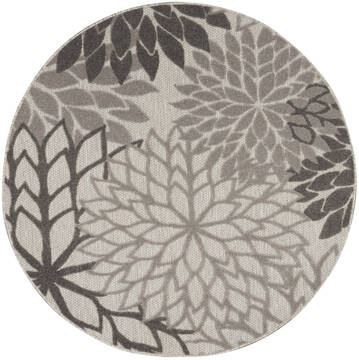 Nourison Aloha Grey Round 4 ft and Smaller Polypropylene Carpet 140582