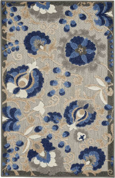 Nourison Aloha Blue Rectangle 3x4 ft Polypropylene Carpet 140600