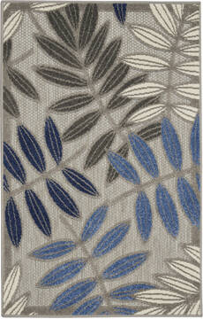 Nourison Aloha Grey Rectangle 3x4 ft Polypropylene Carpet 140613