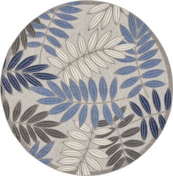 Nourison Aloha Grey Round 7 to 8 ft Polypropylene Carpet 140621