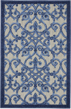 Nourison Aloha Grey Rectangle 3x4 ft Polypropylene Carpet 140681