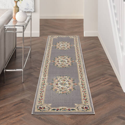 Nourison Aubusson Grey Runner 22 X 100 Area Rug 805-140790 Image 3