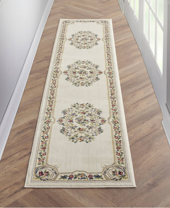 Nourison Aubusson Beige Runner 22 X 76 Area Rug 805-140801 Image 3