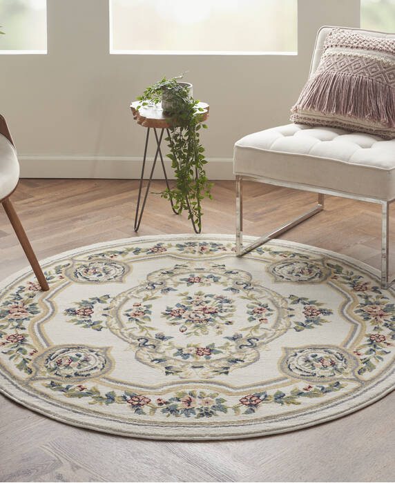 Nourison Aubusson Beige Round 53 X 53 Area Rug 805-140804 Image 3