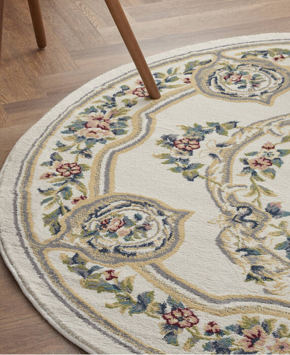 Nourison Aubusson Beige Round 53 X 53 Area Rug 805-140804 Image 4