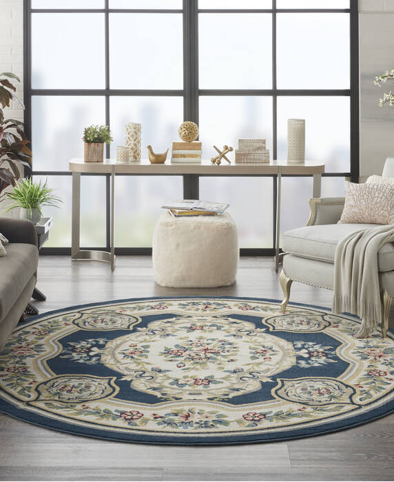 Nourison Aubusson Blue Round 710 X 710 Area Rug 805-140815 Image 3