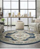 Nourison Aubusson Blue Round 710 X 710 Area Rug 805-140815 Thumb 3