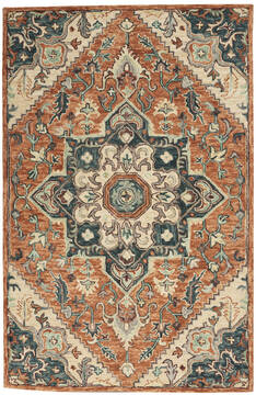 Nourison Bahari Red Rectangle 5x7 ft Wool Carpet 140837