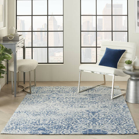 Nourison Damask Blue 60 X 90 Area Rug  805-141112 Image 3