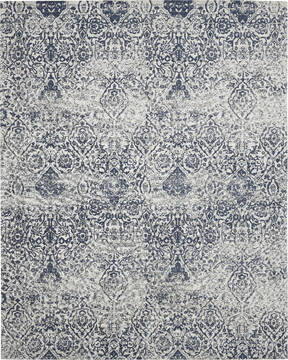 Nourison Damask Blue Rectangle 9x12 ft Polyester Carpet 141114