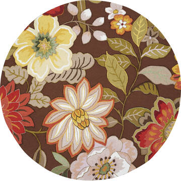 Nourison Fantasy Brown Round 7 to 8 ft Polyester Carpet 141182